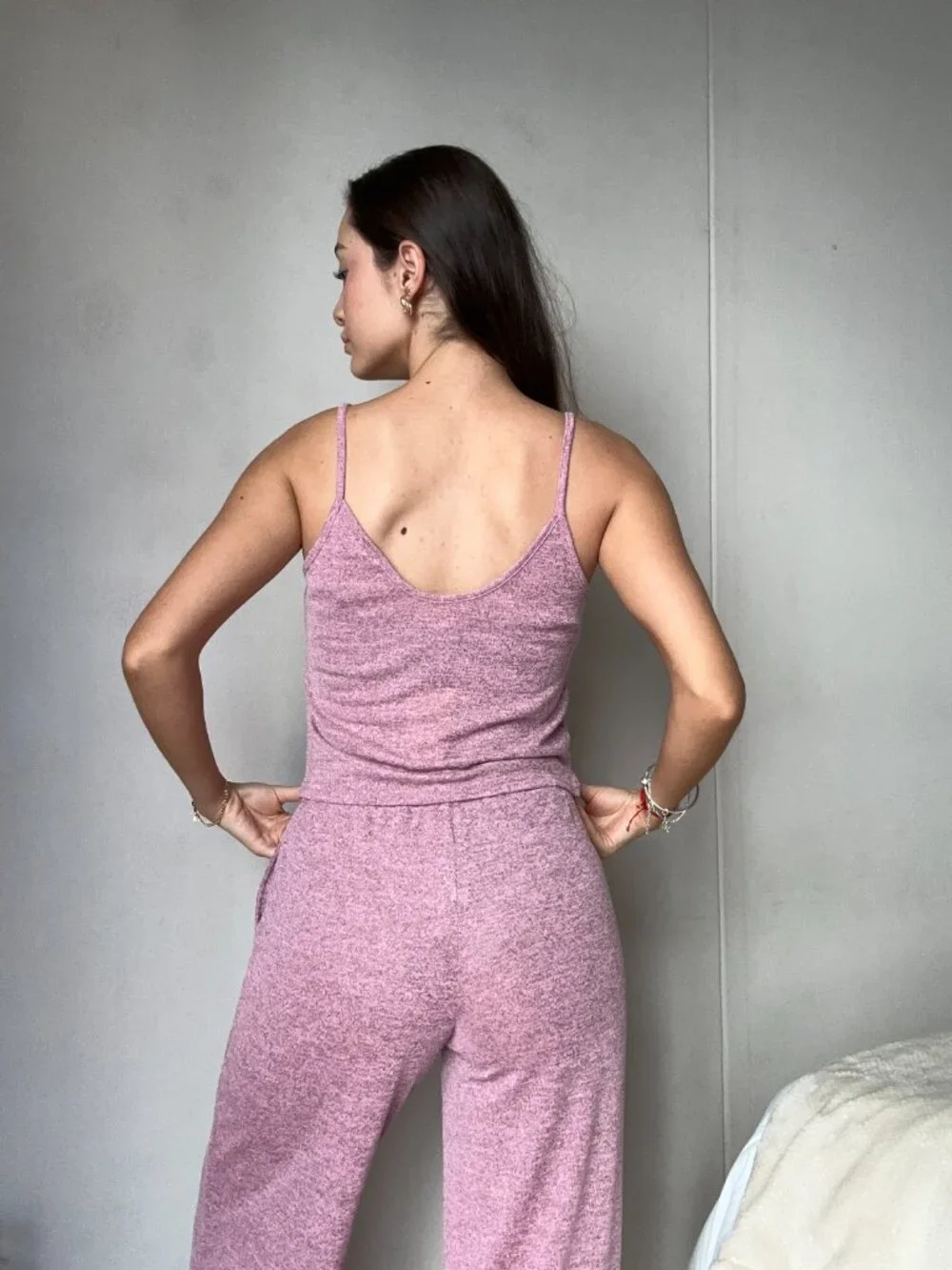 Women's Textured Cami Top & Wide Leg Pants Two-Piece Set